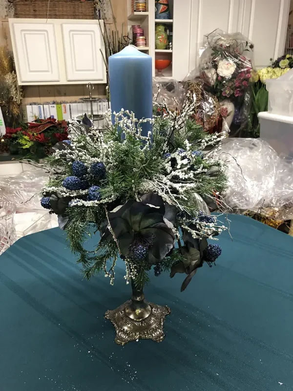 Blue & White Candle Holder Arrangement