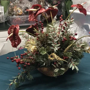Red & Gold Anthurium Arrangement